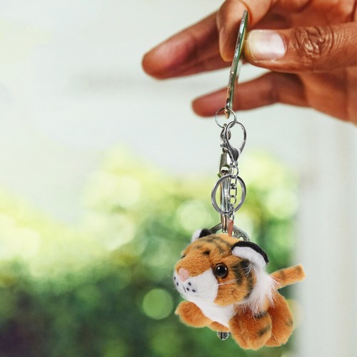 Tiger Toy Key Ring Plush Keyring Keychain Student Cute Jungle Animal - Picture 8 of 12