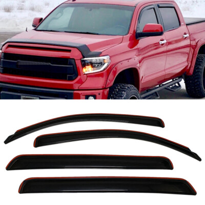 IN-CHANNEL Window Visors Sun Vent Guard Fit 2007-2021 Toyota Tundra CrewMax Cab