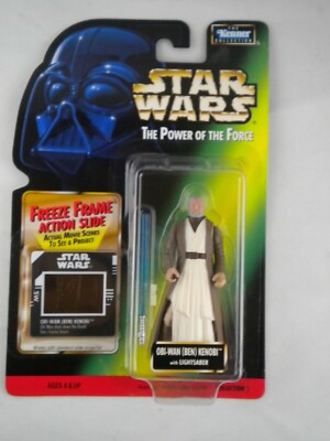 Star Wars The Power Of The Force Obi Wan Kenobi With Freeze Frame Slide NIB