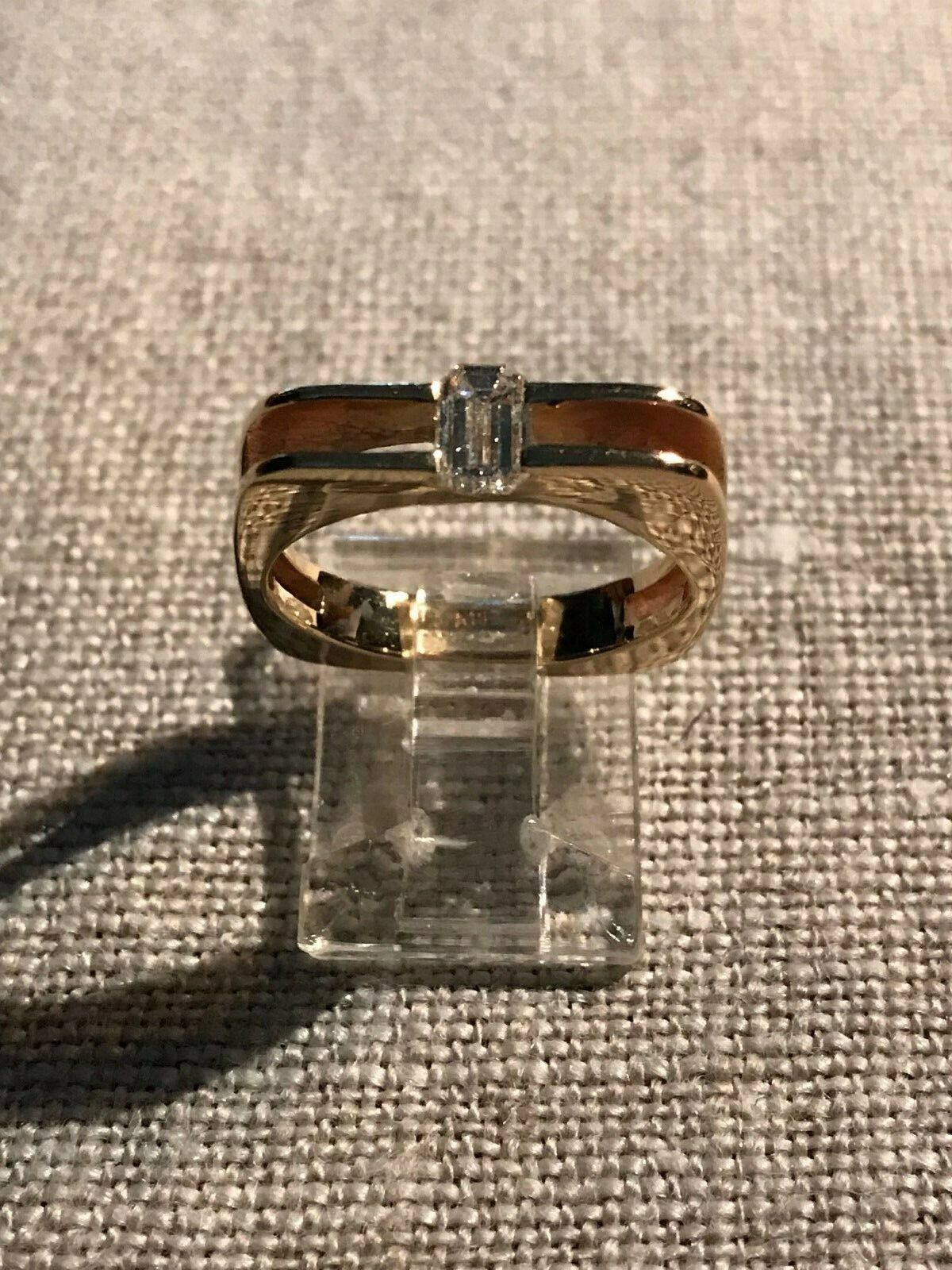 Unique 14K Gold .62 ct Emerald Cut Diamond Ring G color VS1 clarity *SALE !