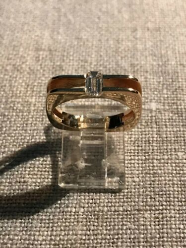 Incredible custom 14K Gold Emerald Cut Diamond Rin