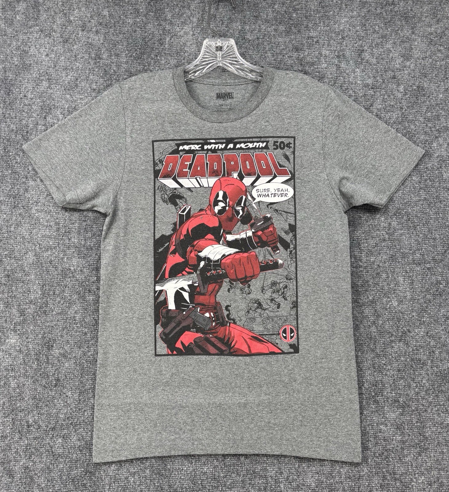 Marvel Deadpool T Shirt Gray Youth Small Short Sleeve Crew Neck