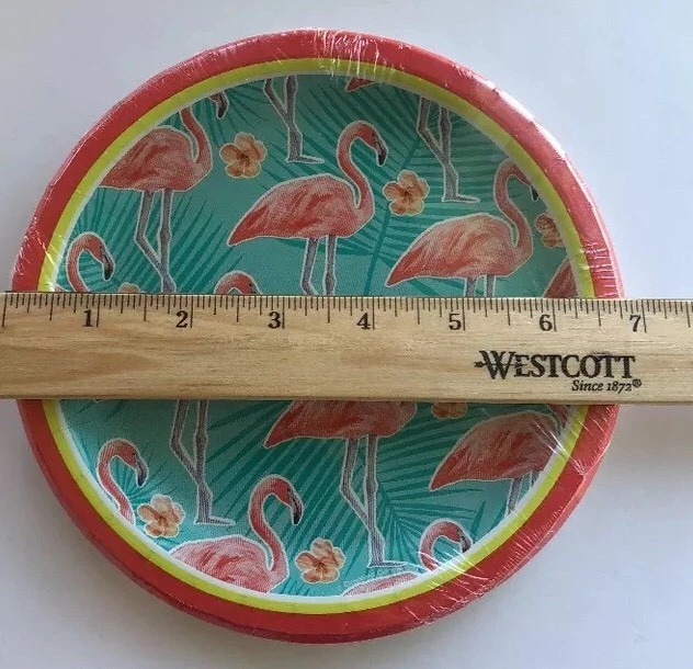 Platos de cóctel flamenco papel Florida Hawaii fiesta de cumpleaños graduación rosa 8/ Foto 3 de 4