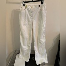 St. John Sport White Pants Cotton Golden Findings Straight Legs Size 8