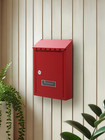 Post Box Red Wall Mounted Letterbox Outdoor Mailbox Loackable with Keys Steel