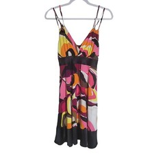 Express Y2K Babydoll Dress Women's Size XS Colorful Artsy Retro Stretch Beach