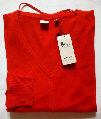 Adagio DA Strickjacke Cardigan Gr.38/M Seide Kaschmir rot V-Ausschnitt UVP69,99 