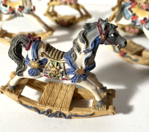Vintage Ceramic Rocking Horses Rose Carousel set of 5 - Bild 2 von 6