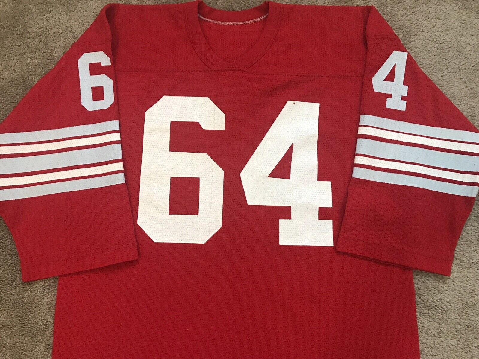 VINTAGE OHIO STATE #64 LATE 50's - EARLY 60's 3/4 SLEEVE FOOTBALL JERSEY XL  RARE