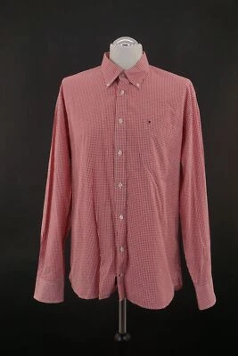 Tommy Hilfiger Businesshemd Hemd XL rot weiß kariert Langarm Button-Down B710 - Bild 1 von 4