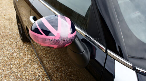 MINI R55 R56 R57 R58 R59 R60 PINK UNION JACK MIRROR Cap Covers for Manual Fold - Picture 4 of 6