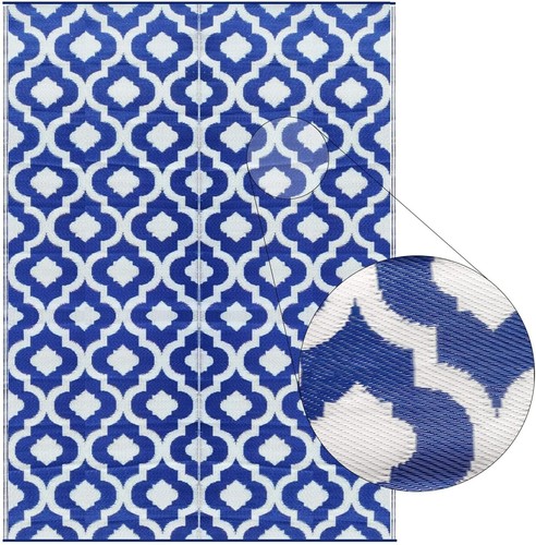 BalajeesUSA Outdoor Patio Rugs Reversible Waterproof Plastic Straw RVCamper Blue - Picture 9 of 22