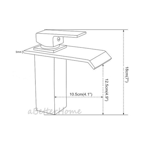 Grifos mezcladores de lavabo de cascada de baño modernos con orificio de una manija cromados - Imagen 3 de 3