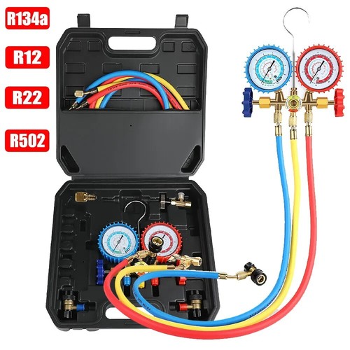 Air Conditioning AC Diagnostic A/C Manifold Gauge Tool Set Refrigeration R-134A - Picture 3 of 17