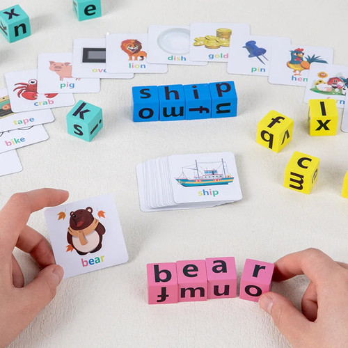 Wooden Alphabet Game, 40 Cards, Preschool Toy - Learn Letters & Words
