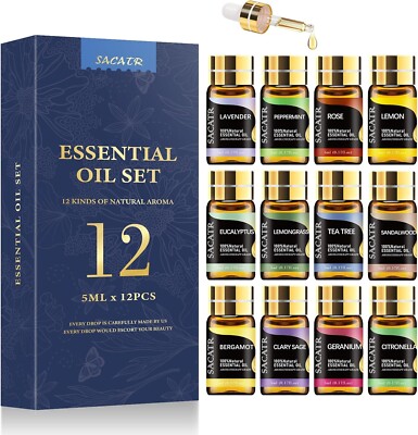 12 Aceites Esenciales Aromaterapia Para Humidificador Difusor Puros Naturales