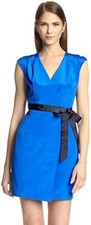 Society New York Women's Cap Sleeve Side Pockets Sexy Wrap Dress, Royal Blue, 8