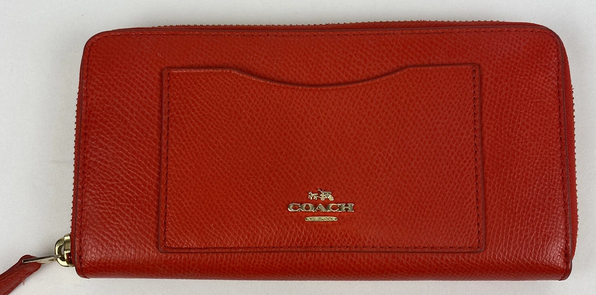 Coach women's patent crossgrain leather accordion zip wallet sales