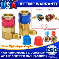 2X For Car AC Gauge AC High Low Side Quick Connector Adapter Fitting Coupler Kit