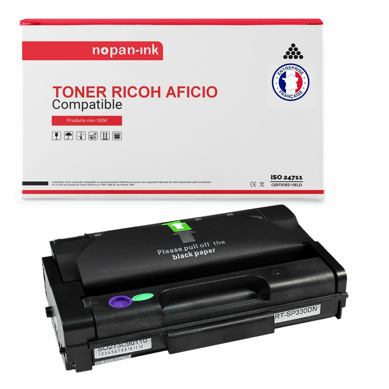 Toner compatible RICOH SP330H Noir cartouche 408281 NOPAN-INK laser pour imprimante SP330