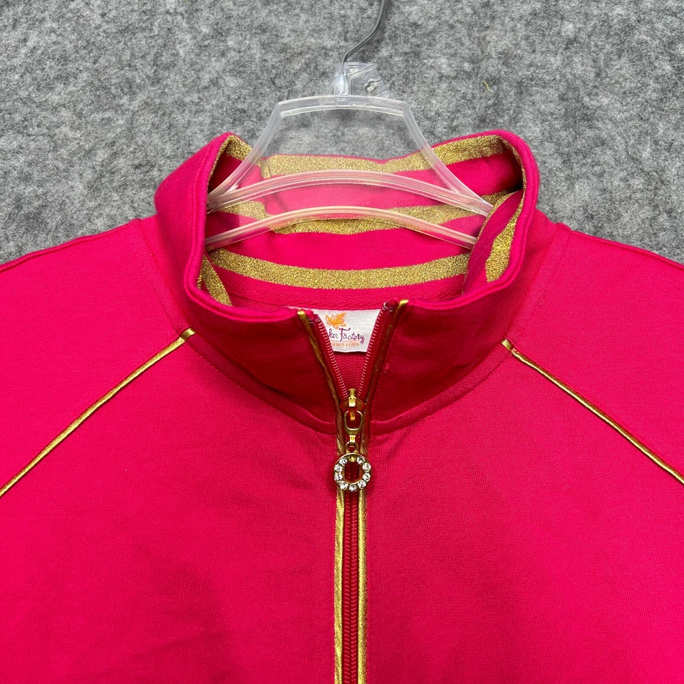 Chaqueta Quacker Factory Mujer 1X Oro Rosa Estrás Cremallera Cómoda Topper de Crucero Foto 3 de 4