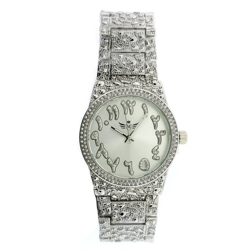 14K vergoldete Nugget Uhr echtes Herren Silber Iced CZ Hip Hop arabisches Zifferblatt - Bild 2 von 5