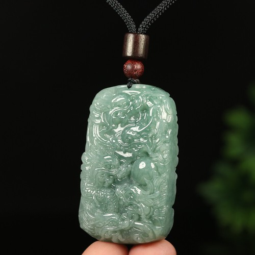 Certified Grade A Green 100% Natural Jadeite Jade Pendant Nine-Dragon 九龙护主 I0776