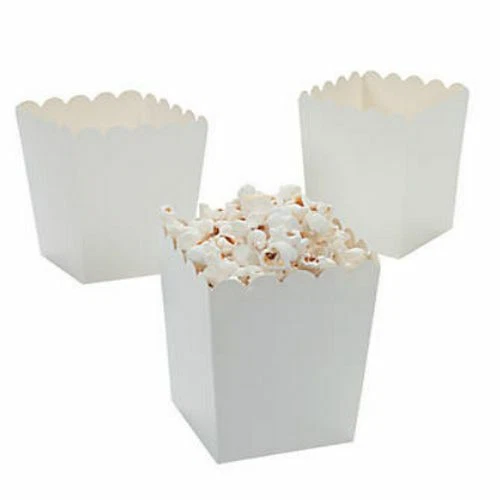 Pack of 12 - White Popcorn Boxes - Party Box Favours | eBay