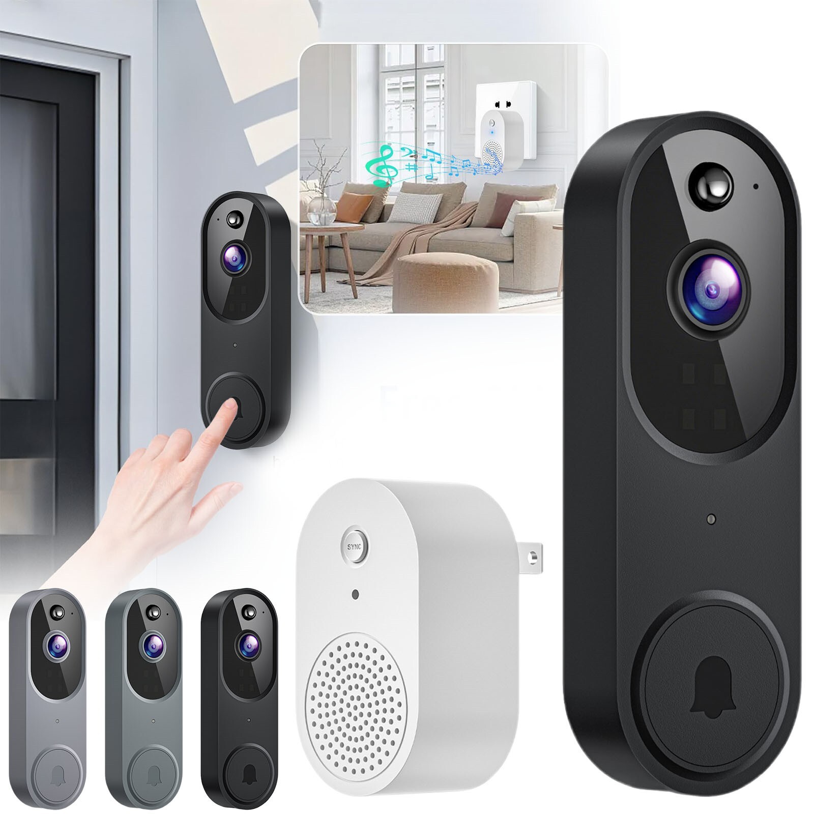 Wireless Doorbell Camera With Chime Video Doorbell Camera Video Doorbell-image