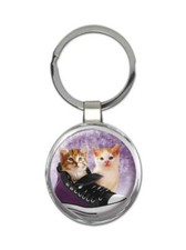 Cat : Gift Round Keychain Cute Animal Kitten Funny Friend Pet Shoe