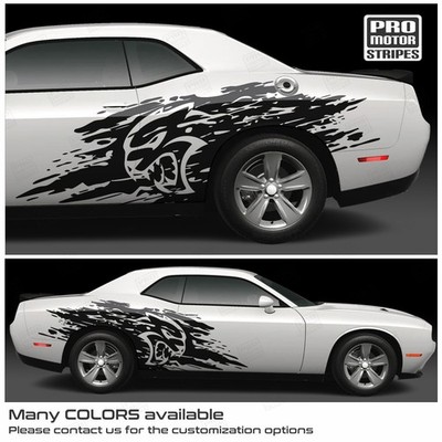 Dodge Challenger 2008-2023 Hellcat Mud Splash Side Stripes Decals (Choose Color)