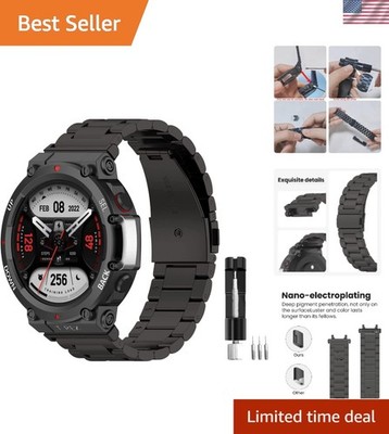 Cool Stainless Steel Band with Secure Clasp for Amazfit T-Rex 2 - Fits 145-210mm