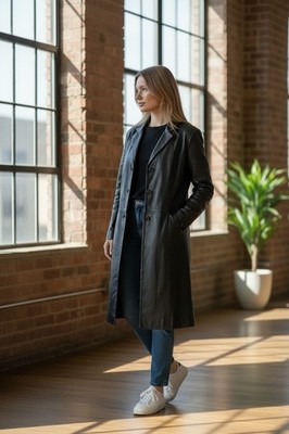 Pelle Studio Wilsons Leather Long Jacket Black XL  NWOT