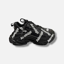 Balenciaga Women's Black Triple S Logotype Low-Top Sneaker Shoes Size EU:37 US:7