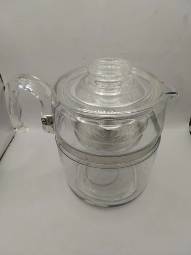 Vintage Pyrex Percolator 7759 Flameware 9 Cup Glass Coffee Pot & Lid Complete