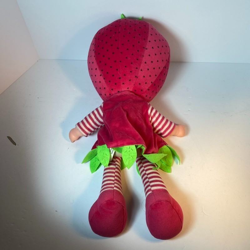 PLUSH sleepy Strawberry Fruit Big Head Doll Baby Vinyl Face 19” NO
