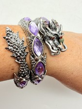 Dragon Bracelet Silver Tone Wrap Style Purple...