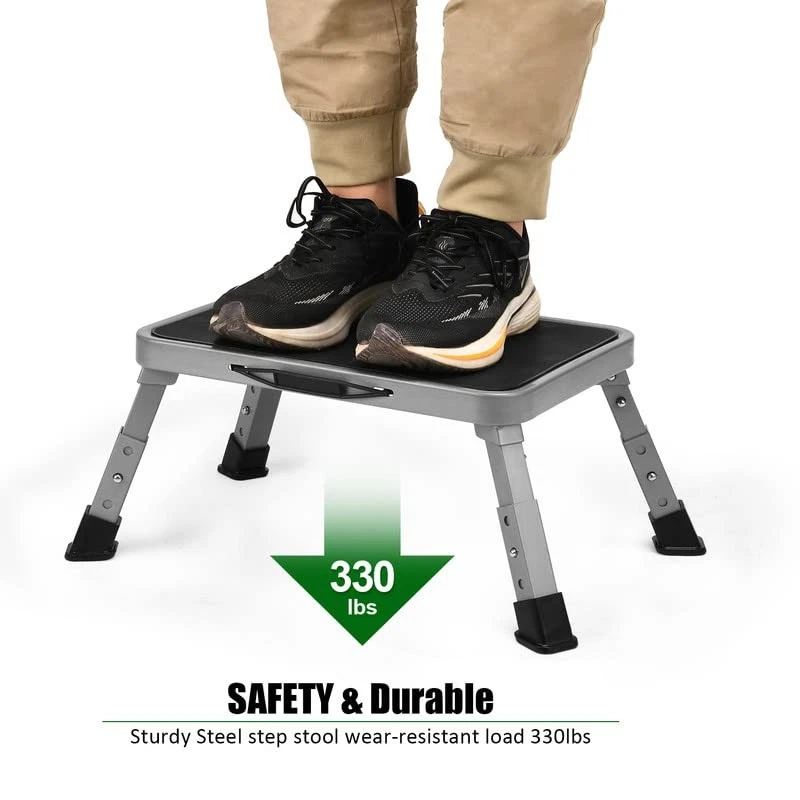 Foldable Step Stool Adjustable Non-Slip Ladder 330 Lbs Capacity - Image 3 of 4