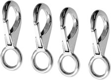 2/4Pcs Heavy Duty Stainless Steel 316 Spring Snap Hook Fixed Eye 3 , 4Pack