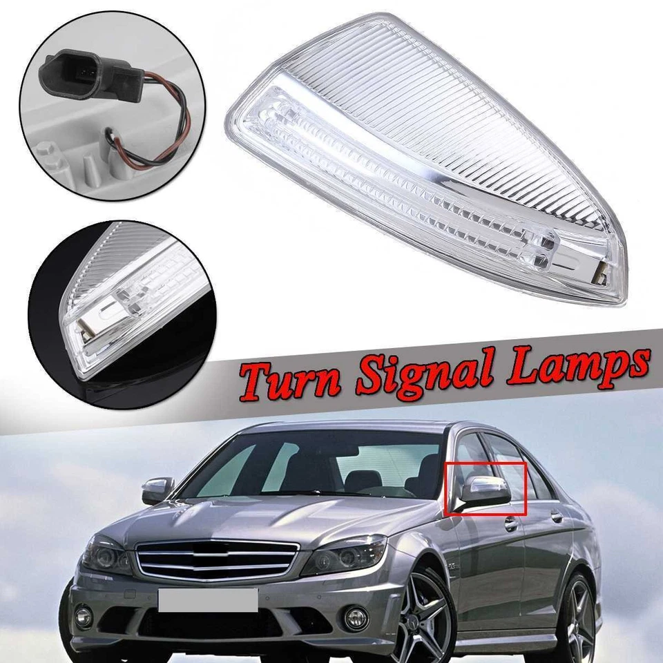 2Pc Side Mirror Turn Signal Light For Mercedes Benz C250 C300 C350 C63 AMG 08-15 - Image 3 of 4