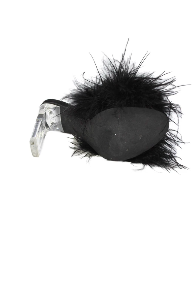 Sandalia Jeffrey Campbell Mujer Pluma Deslizable Tacones Negros Talla 6 Foto 4 de 4