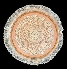 Lace Art Wall Hanging Wooden Hoop 9 inches Homemade Crafts Needlepoint