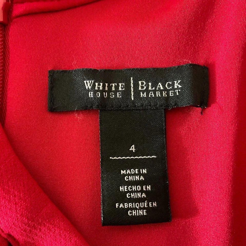 Vestido rojo White House Black Market para mujer 4 corte ajustado y acampanado escote línea A Foto 3 de 4