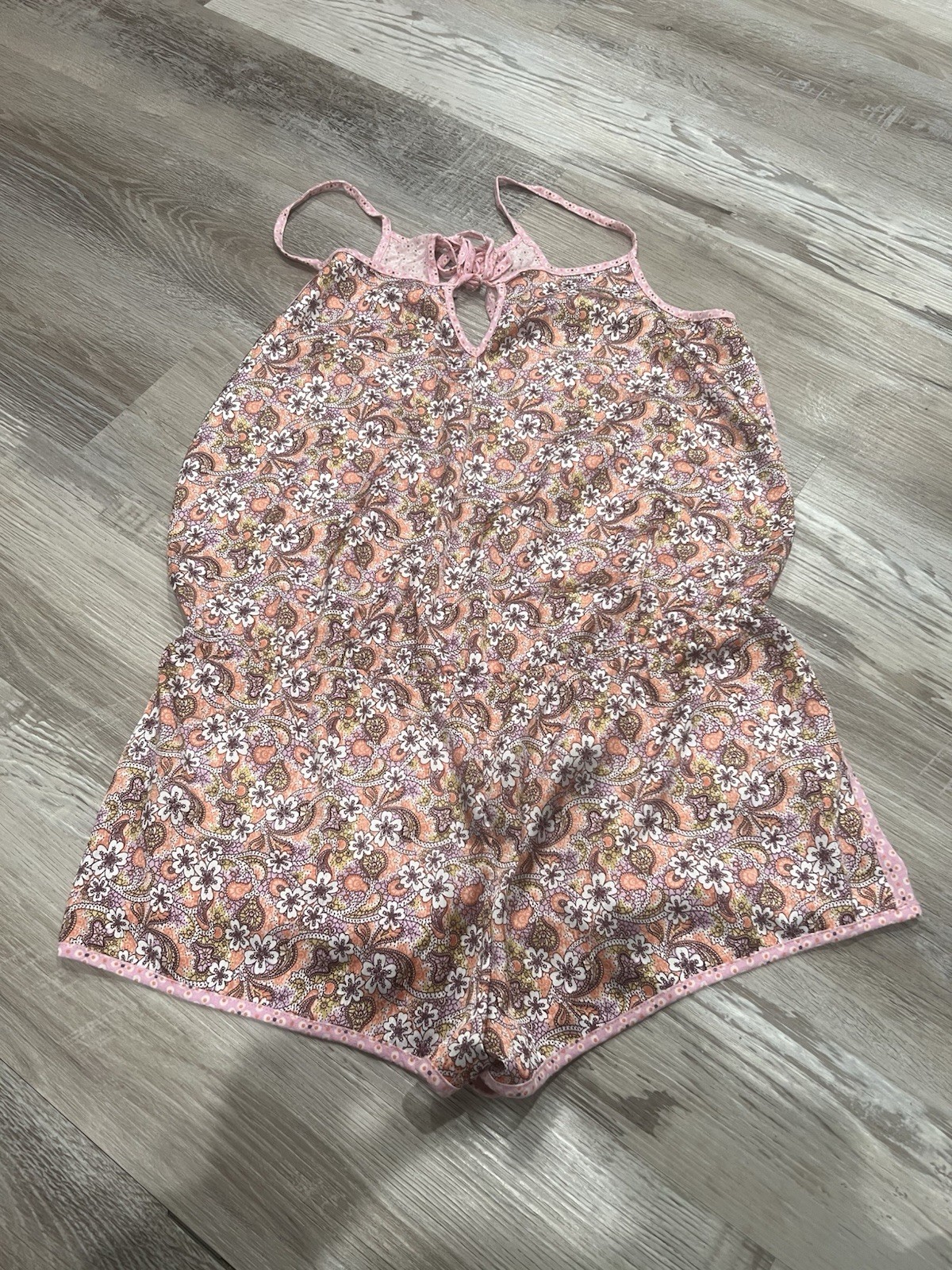 Victoria's Secret Teddy Womens S Pink Floral Strappy Open Back Playsuit Romper