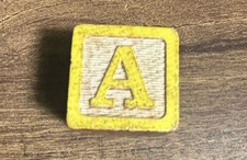 Vintage Wooden Alphabet Block Letter  A  Child Toy Decor ABC Block