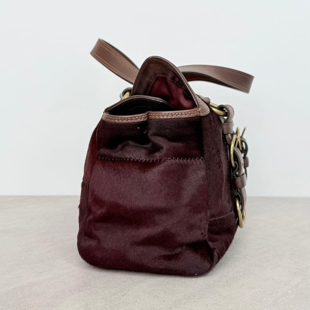 COACH Chelsea Satchel Hand Bag Turn Lock Pony Haircalf Leather Good Condition thumbnail 5