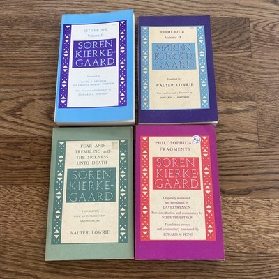 VTG Soren Kierkegaard Book Lot 4 Philosophy Princeton Either Or Fear Fragments