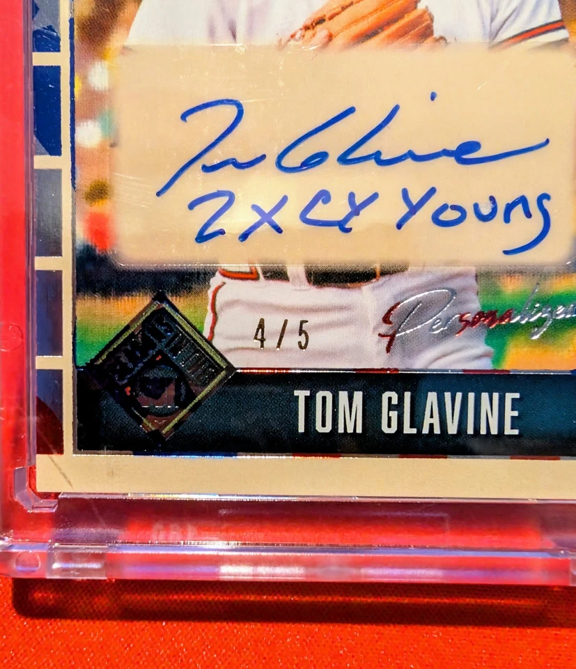 🔥Tom Glavine Auto 4/5 -2025 Leaf Seasons in the Sun Personalizado "2 x CY Young" Foto 3 de 3