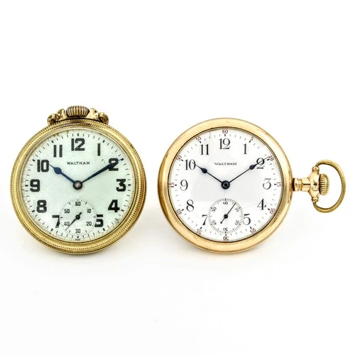 Antique Waltham 15-17j 16s Open Face 50mm Pocket Watches Lot of 2 #WB4509-5