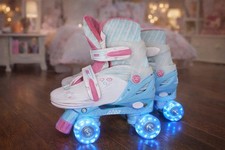 Light Up Girls Roller Skates Adjustable Size Kids Pink Blue Neon Wheels